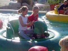 Girls on bumper boats at Oasis Park.