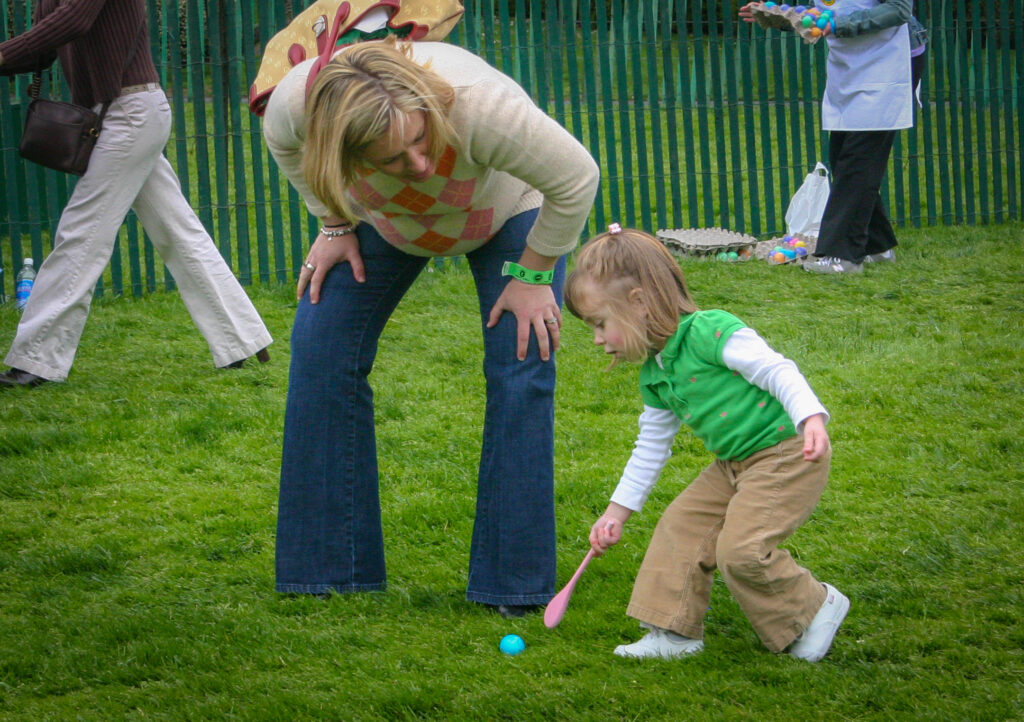 Mother and daughter compete at the White House Easter Egg Roll